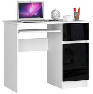 PIKSEL Számítógép asztal (fehér/fényes fekete, jobb oldali kivitel)