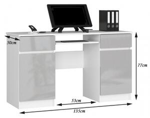 A5 Számítógép asztal (fehér/fényes metál)
