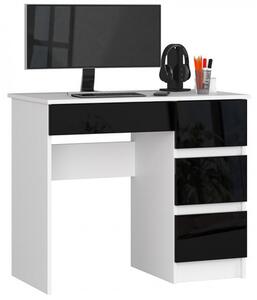 A7 Számítógép asztal (fehér/fényes fekete, jobb oldali kivitel)