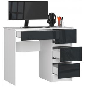 A7 Számítógép asztal (fehér/fényes grafit, jobb oldali kivitel)