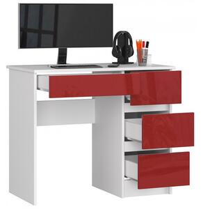A7 Számítógép asztal (fehér/fényes piros)