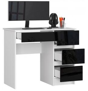 A7 Számítógép asztal (fehér/fényes fekete, jobb oldali kivitel)