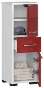 Fin 2D 1SZ Fürdőszoba szekrény fehér / fényes piros