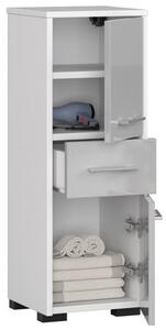 Fin 2D 1SZ Fürdőszoba szekrény fehér / metálfényű