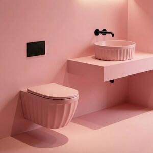 Szett: Fali WC csésze + Pultra szerelhető mosdókagyló Rea Duo Sweet Pink Matt