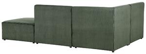 Jobb oldali háromszemélyes moduláris sötétzöld kordbársony kanapé ottománnal LEMVIG