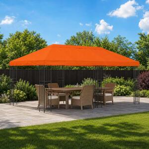 Kerti pavilon 6 x 3 m Narancssárga Poliészter és acél 190 gsm