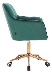 HR550K Sötétzöld modern velúr szék arany lábbal