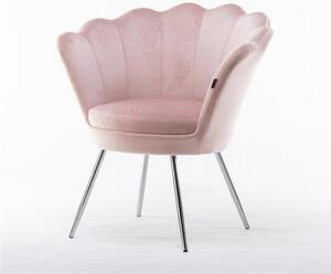 FREY Púderrózsaszín modern velúr szék krómozott lábbal