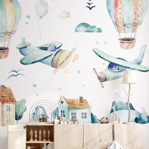 Gyerekszoba falmatrica - Hőlégballonok, repülők