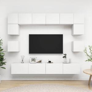 8 részes fehér szerelt fa TV-szekrényszett