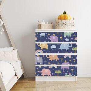 IKEA MALM bútormatrica - színes elefántok