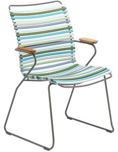 Kék-zöld műanyag kerti szék HOUE Click II. karfákkal