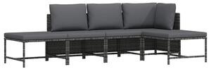 5 részes szürke polyrattan kerti ülőgarnitúra párnákkal