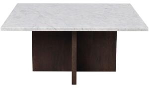 Fehér márvány dohányzóasztal ROWICO BROOKSVILLE 90 x 90 cm barna talppal