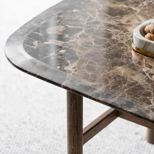 Barna márvány dohányzóasztal ROWICO HAMMOND 135 x 62 cm, barna talppal