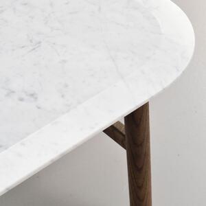 Fehér márvány dohányzóasztal ROWICO HAMMOND 135 x 62 cm barna talppal