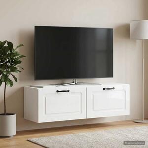 Fali TV szekrény Magasfényű Fehér 98 x 31 x 30 cm Szerelt Fa