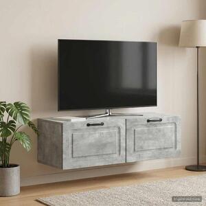 Fali TV szekrény Betonszürke 98 x 41 x 30 cm Szerelt Fa