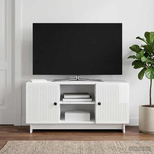 TV szekrény 102 x 34,5 x 50 cm Magasfényű Fehér Szerelt Fa