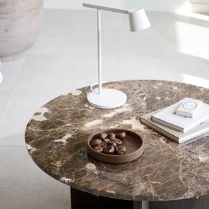 Barna márvány dohányzóasztal ROWICO BROOKSVILLE 90 cm, barna talppal