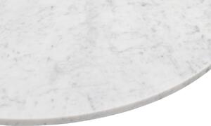 Fehér márvány dohányzóasztal ROWICO BROOKSVILLE 90 cm barna talppal