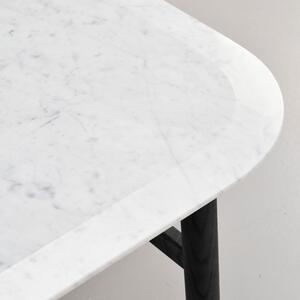Fehér márvány dohányzóasztal ROWICO HAMMOND 62 x 62 cm fekete talppal