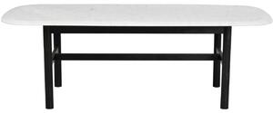 Fehér márvány dohányzóasztal ROWICO HAMMOND 135 x 62 cm fekete talppal