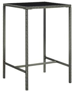 Szürke polyrattan és üveg kerti bárasztal 70 x 70 x 110 cm