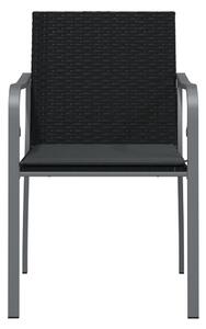 VidaXL 2 db fekete polyrattan kerti szék párnával 56 x 59 x 84 cm