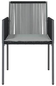 VidaXL 2 db fekete polyrattan kerti szék párnával 54 x 60,5 x 83,5 cm