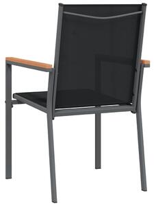 VidaXL 2 db fekete textilén és acél kerti szék 55 x 61,5 x 90 cm