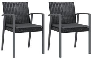 VidaXL 2 db fekete polyrattan kerti szék párnával 56,5 x 57 x 83 cm