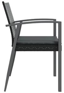 VidaXL 2 db fekete polyrattan kerti szék párnával 56,5 x 57 x 83 cm