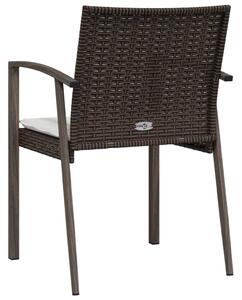 VidaXL 2 db barna polyrattan kerti szék párnával 56,5 x 57 x 83 cm