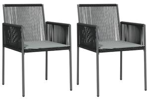 VidaXL 2 db fekete polyrattan kerti szék párnával 54 x 60,5 x 83,5 cm