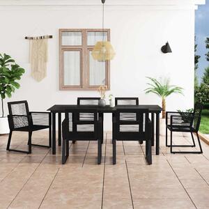 7 részes fekete PVC rattan kültéri étkezőgarnitúra