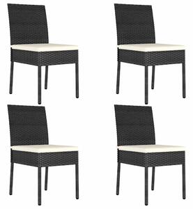 4 db fekete polyrattan kerti étkezőszék