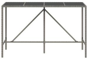 VidaXL szürke polyrattan üveglapos bárasztal 180 x 70 x 110 cm