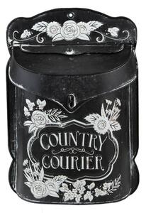 Vintage fém fekete postaláda fehér virágokkal - Country Courier