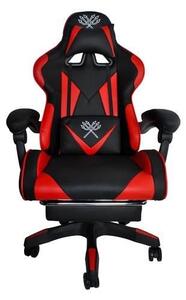 Gamer szék PRO, lábtartóval, piros színben