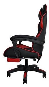 Gamer szék PRO, lábtartóval, piros színben