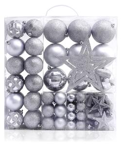 Karácsonyfadísz készlet STAR fehér/ezüst, 100 db