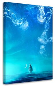 Gario Vászonkép Kék medúza urhajós tenger - Bryantama Art Méret: 40 x 60 cm