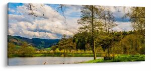 Egy csónak képe a tó mellett (120x50 cm)