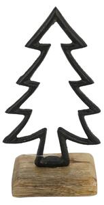 Karácsonyi dekoráció CHRISTMAS TREE mangófából, 17 cm, fekete