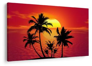 Egy sziget sziluettjének képe pálmafákkal (90x60 cm)