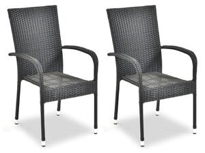 Fekete műanyag kerti szék szett 2 db-os Paris – Bonami Essentials
