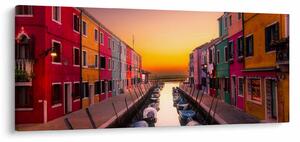 Kép - Naplemente, Burano sziget, Velence, Olaszország (120x50 cm)