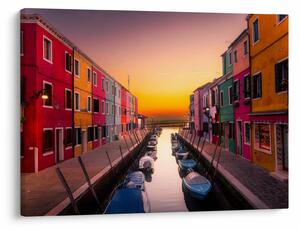 Kép - Naplemente, Burano sziget, Velence, Olaszország (70x50 cm)